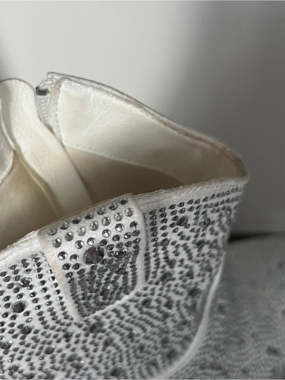 White Crystal-Embellished Women’s Ankle Bootie